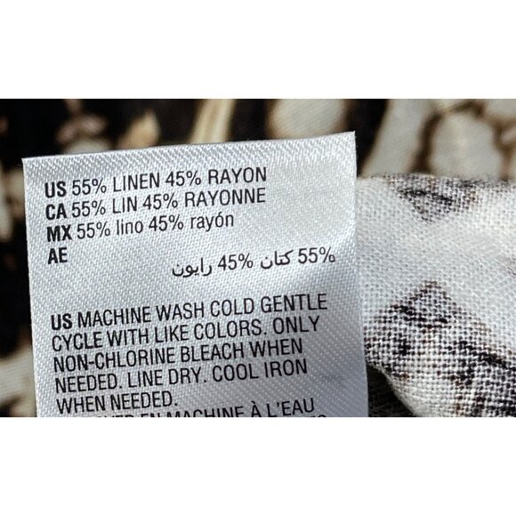 New INC Global Traveler Pants Wide Leg Size L Large Linen Blend Black Cream - Picture 9 of 10